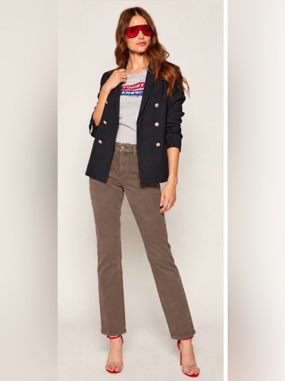 ESCADA SPORT Linda Slim Brown Crystal Embellished Jeans Made in Italy Size 40/ 8